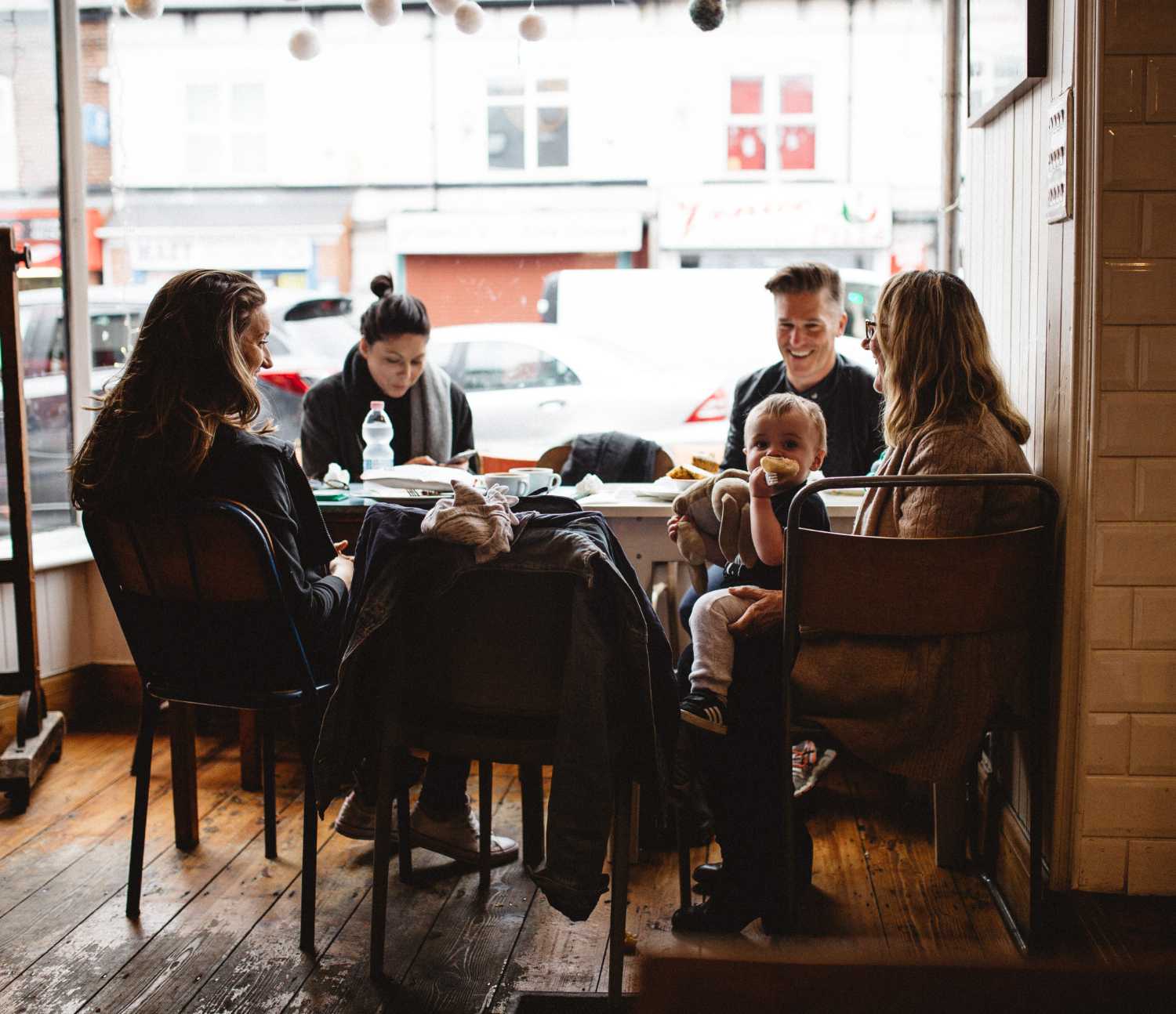 family drinking coffee